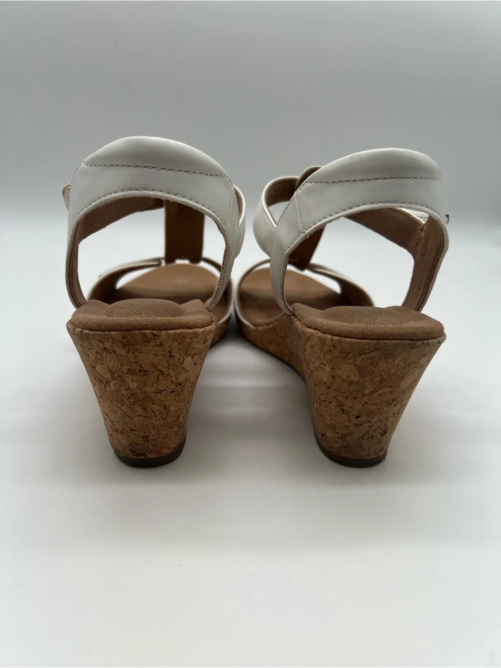 Rockport White T-Strap Cork Wedge Sandals